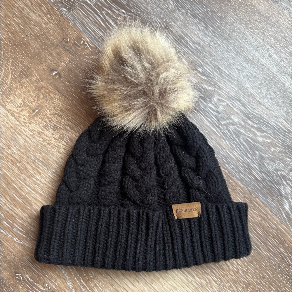 Pendleton classic black wool winter hat Cable‎ Knit Beanie